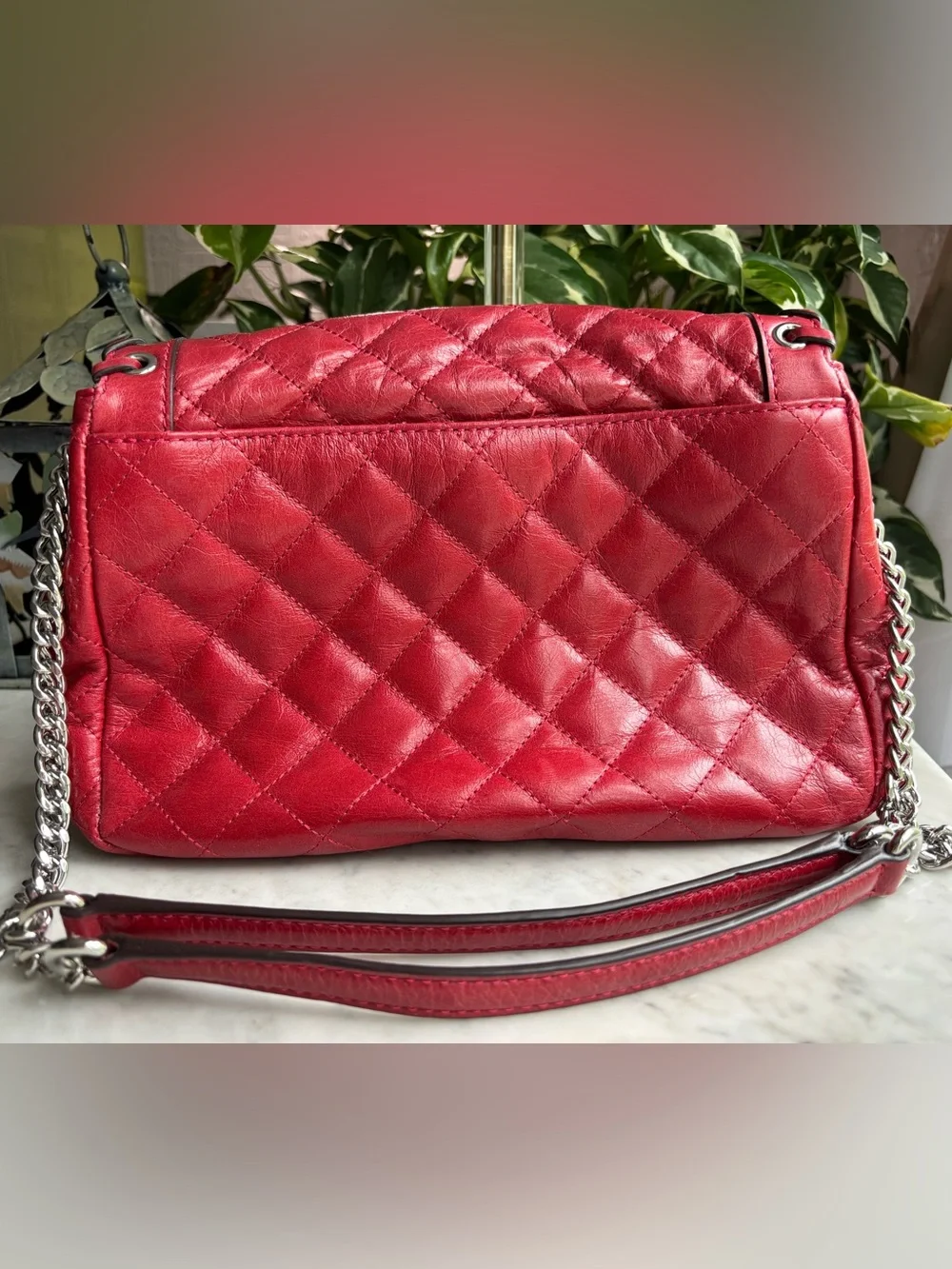 Michael Kors Red Quilted Chain-Shoulder Bag